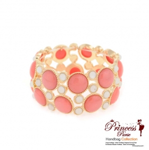 Stretch Colored Stone Bracelet Gold Tone Hardware